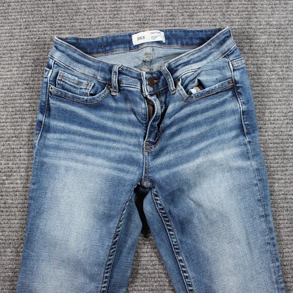 BKE Payton Jeans Womens 25x34 Light Wash Flare Distressed Hem - Picture 3 of 11